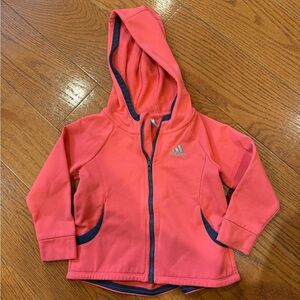 Adidas Toddler Girls Full-Zip Hooded Jacket | Size 2T | Coral Pink